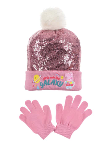 Peppa Pig 2tlg. Set: Mütze und Handschuhe in Rosa