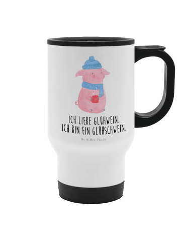 Mr. & Mrs. Panda thermosbecher Schwein Glühwein mit Spruch in Weiß
