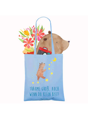 Mr. & Mrs. Panda Tote Bag Alleine schlafen lernen mit Spruch in Sky Blue