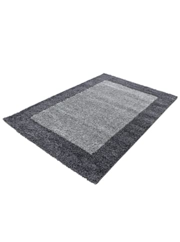 KADIMA DESIGN Teppich Hochflor einfarbig mit Bordüre Polypropylen Wohnzimmer in Grau