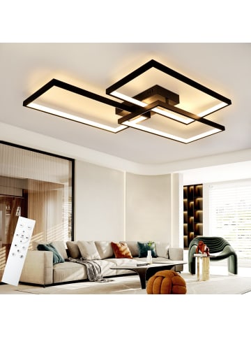 ZMH LED Deckenleuchte in schwarz dimmbar 72W Modern Flurlampe aus Metall L 80cm