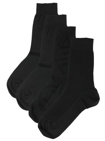Rogo Socken im 4er Pack Strukturen in schwarz