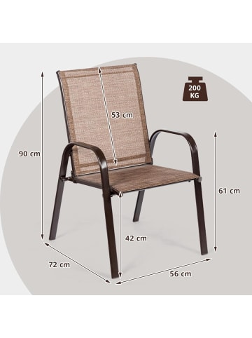 COSTWAY 2er Set Gartenstühle 56x72x90cm in Braun