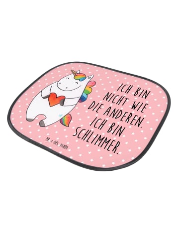 Mr. & Mrs. Panda Auto Fenster Sonnenschutz Einhorn Herz mit Spruch in Rot Pastell