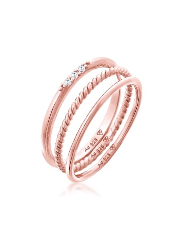 Elli Ring 925 Sterling Silber Ring Set in Rosegold