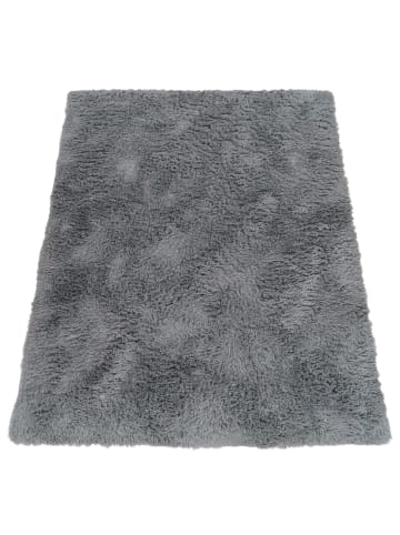KADIMA DESIGN Hochflor Teppich Shaggy waschbar Unifarben Schlafzimmer in Grau