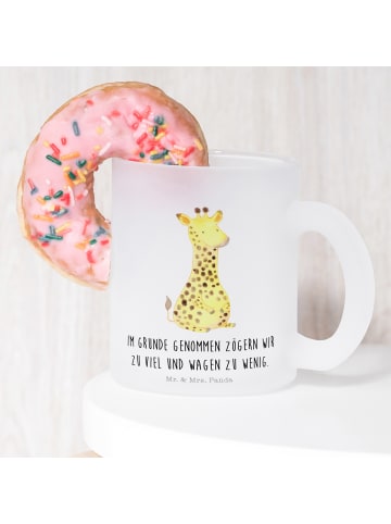 Mr. & Mrs. Panda Teetasse Giraffe Zufrieden mit Spruch in Transparent