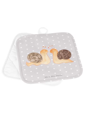 Mr. & Mrs. Panda 2er Set Topflappen Schnecken Liebe ohne Spruch in Grau Pastell