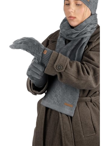 normani Set - Schal, Mütze und Handschuh aus Merinowolle Yuma in Grau