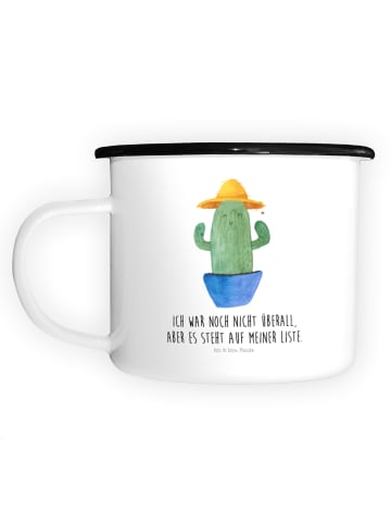 Mr. & Mrs. Panda XL Emaille Tasse Kaktus Hut mit Spruch in Weiß