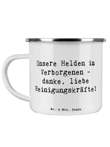Becher Spruch Reinigungskraft Helden mit Spruch in Weiß