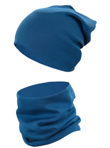 TupTam Unisex Kinder Beanie Mütze Schlauchschal Set in blue denim