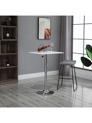 HOMCOM Bartisch in Weiß 60L x 60B x 91H cm