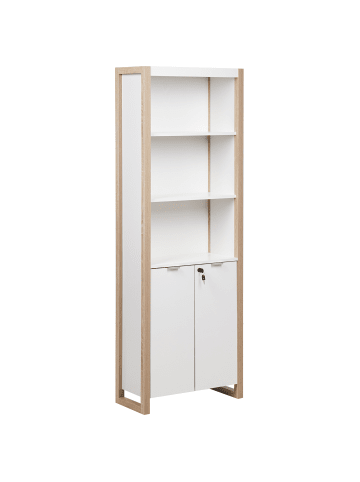 Beliani Bücherregal JOHNSON in Weiß/Braun - (W) 64 x (H) 184 x (L) 30 cm