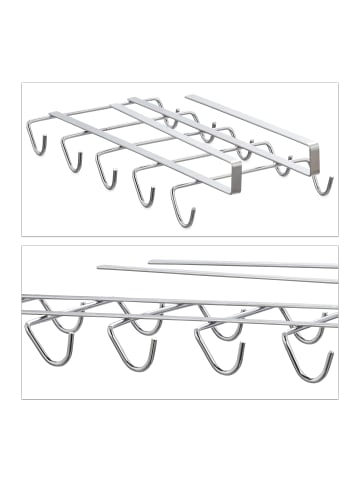 relaxdays 2x Tassenhalter 10 Tassen in Silber