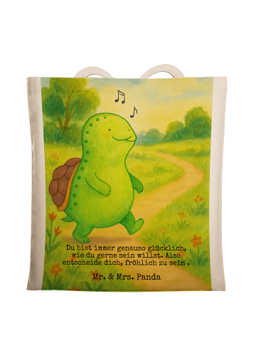 Mr. & Mrs. Panda Tote Bag Schildkröte Pfeifen Design mit Spruch in Weiß