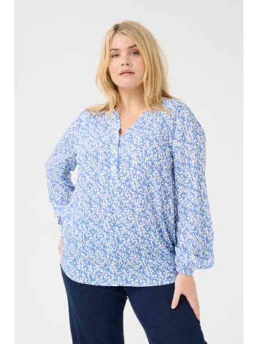KAFFE curve Langarm-Bluse KCmahlena in Blue/Chalk Graphic Print
