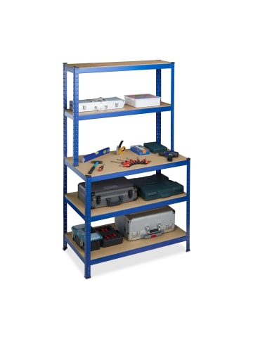 relaxdays 2x Schwerlastregal in Blau - (B)100 x (H)180 x (T)60 cm