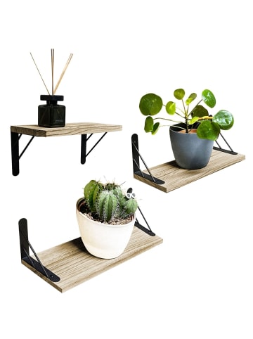 Mein-Regal Wandregal "Sam" 3er Set aus Holz in Natur