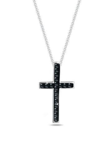 Elli Halskette 925 Sterling Silber Kreuz in Schwarz