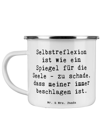 Mr. & Mrs. Panda Camping Emaille Tasse Spruch Selbstreflexion Sp... in Weiß