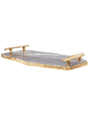Beliani Serviergeschirr ZOGRAFOU in Grau/Gold - (W) 38 x (H) 2 x (L) 38 cm