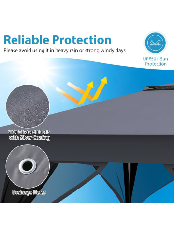 COSTWAY 3,3m Pavillon mit 4 Moskitonetz in Grau