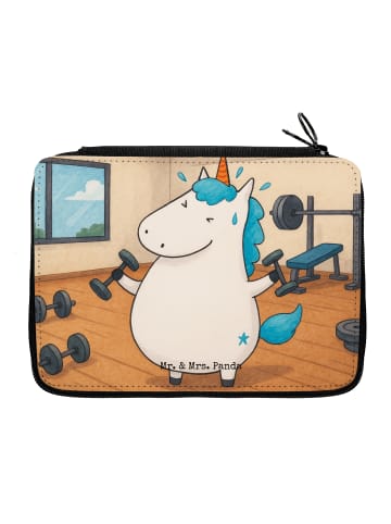 Mr. & Mrs. Panda Federtasche Einhorn Fitness Design ohne Spruch in Weiß