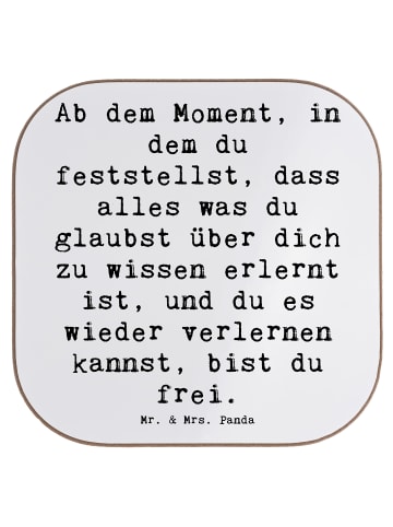 Mr. & Mrs. Panda Glas-Untersetzer Spruch Erleuchtung und Freihei... in Weiß
