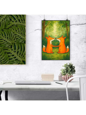 Mr. & Mrs. Panda Poster Füchse Liebe Design ohne Spruch in Weiß