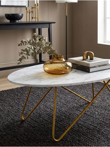 KADIMA DESIGN Couchtisch 120x40x60 cm mit Marmor Optik , Wohnzimmertisch mit