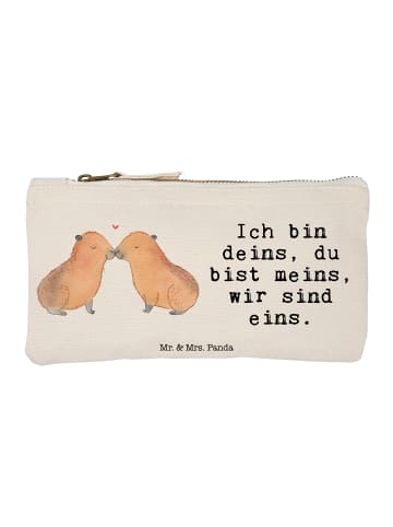 Mr. & Mrs. Panda Schminktasche Capybara Liebe mit Spruch in Weiß