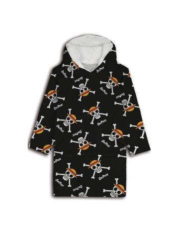 One piece One Piece Poncho – Sweat Kapuzenponcho Coral Fleece für Erwachsene in Schwarz