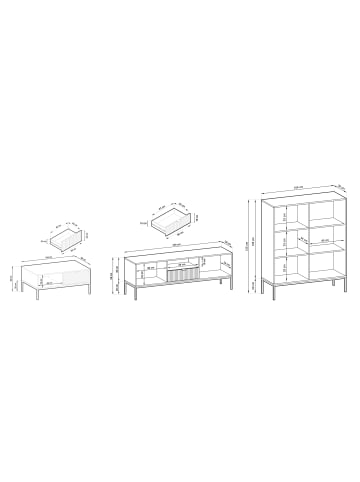 Feldmann-Wohnen Wohnzimmer-Set Nova Kaschmir / Schwarz 3-teilig