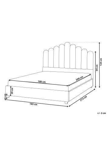 Beliani Doppelbett VINCENNES in Weiß/Schwarz - (W) 185 x (H) 124 x (L) 213 cm