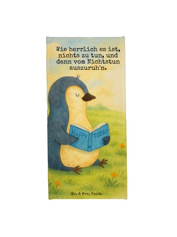Mr. & Mrs. Panda Badetuch Pinguin Buch Design mit Spruch in Eisblau