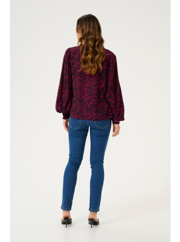 Kaffe Langarm-Bluse KAjodie Regular fit in Rumba Red/Black Animal