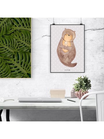 Mr. & Mrs. Panda Artprint Otter Muschel ohne Spruch in Grau Pastell