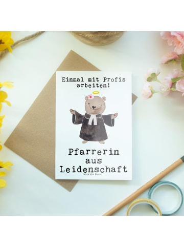Mr. & Mrs. Panda Glückwunschkarte Pfarrerin Leidenschaft mit Spruch in Weiß