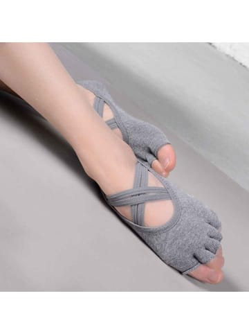 MUNADUNA 3er-Pack Yoga-Zehensocken mit Doppelkreuz - offene Zehen-Farb-Mix ( je 1 Paar)