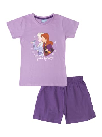 United Labels Disney Frozen - Die Eiskönigin Schlafanzug Pyjama Set Kurzarm in lila