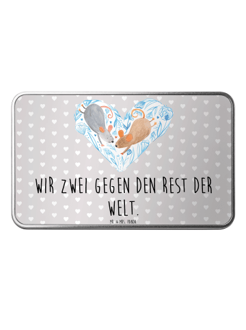 Mr. & Mrs. Panda Aufbewahrungsbox Mäuse Herz mit Spruch in Grau Pastell