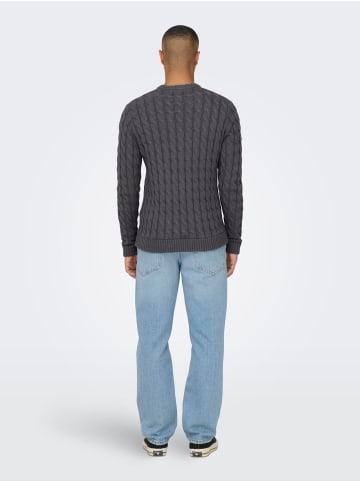 Only&Sons Strickpullover Rundhals Normal Fit langarm in Dunkelgrau