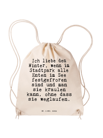 Mr. & Mrs. Panda Sportbeutel Ich liebe den Winter,... mit Spruch in Creme