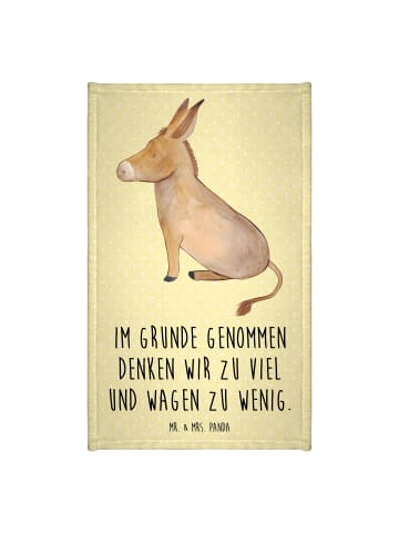 Mr. & Mrs. Panda Gästehandtücher Esel mit Spruch in Gelb Pastell
