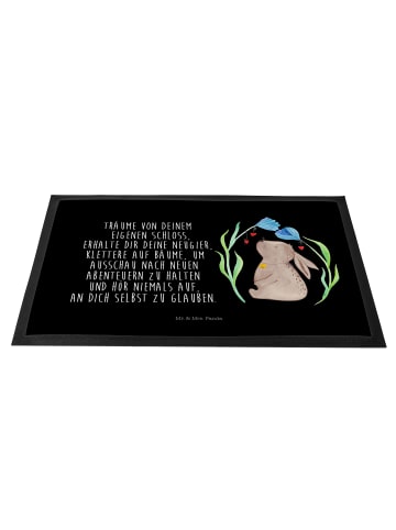 Mr. & Mrs. Panda Schmutzmatte Hase Blume mit Spruch in Schwarz