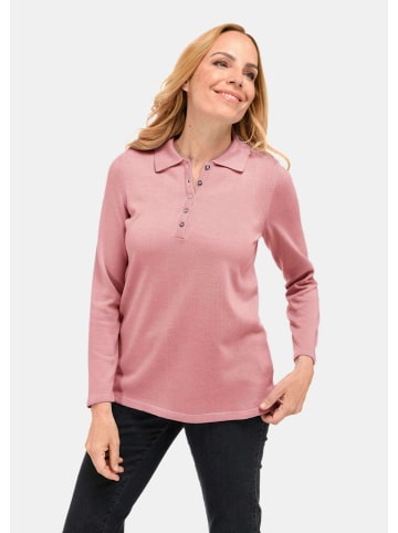 GOLDNER Unkomplizierter Pullover mit Polokragen in rosenholz