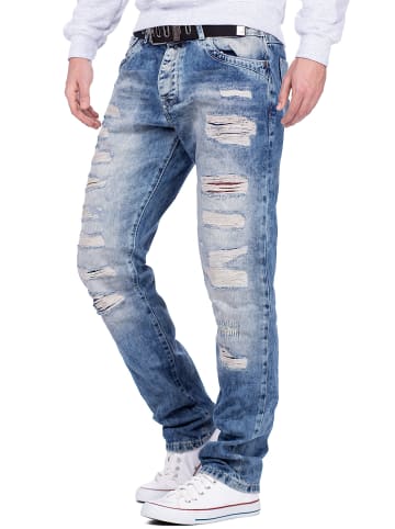 Cipo & Baxx Herren Regular Fit Jeans Stonewashed in Blue