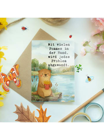 Mr. & Mrs. Panda Klappkarte Otter See Pommes Design mit Spruch in Weiß
