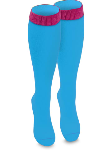 normani 3 Paar Kniestrümpfe mit farbig abgesetztem Bund Bi-Color in Türkis/Beere